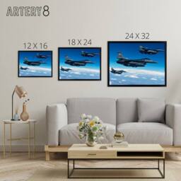 "Artery8 US Military Formation F 16 Fighting Falcons Framed Canvas Wall Art Print in Blue - Size: W12"" x H16""" - thumbnail 4
