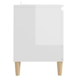 Berkfield Home TV Cabinet & Solid Wood Legs High Gloss White 103.5x35x50 cm - thumbnail 6
