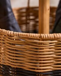 Dibor Traditional Style Striped Wicker Home Decor Umbrella Stand in Natural - thumbnail 5