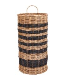 Dibor Traditional Style Striped Wicker Home Decor Umbrella Stand in Natural - thumbnail 2