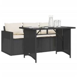 Berkfield Home Beautiful 2 Piece Garden Dining Set with Cushions Black Poly Rattan - thumbnail 1
