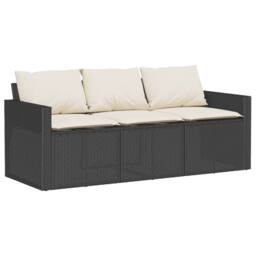 Berkfield Home Beautiful 2 Piece Garden Dining Set with Cushions Black Poly Rattan - thumbnail 4