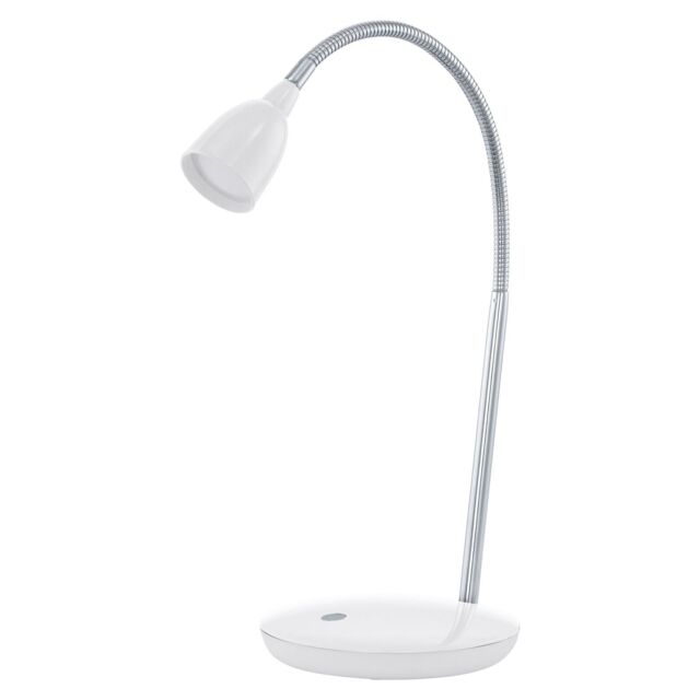 Loops Table Lamp Colour White & Chrome Plated Rocker Switch Bulb LED 3W Included - image 1