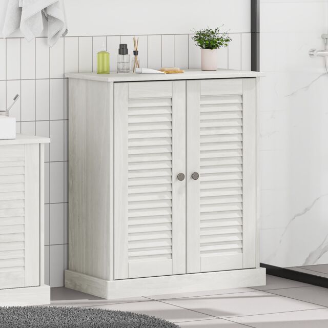 Berkfield Home Bathroom Cabinet with Storage White Solid pine wood - image 1