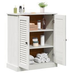 Berkfield Home Bathroom Cabinet with Storage White Solid pine wood - thumbnail 3