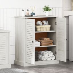 Berkfield Home Bathroom Cabinet with Storage White Solid pine wood - thumbnail 4