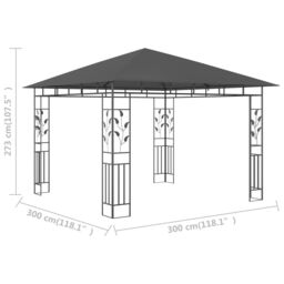 Berkfield Home Gazebo with Mosquito Net 3x3x2.73 m Anthracite 180 g/m ² in Black - thumbnail 6