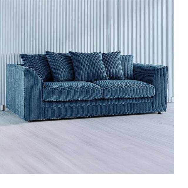 Furniture 786 Hannah Jumbo Cord 3 Seater Sofa in Mid Blue - image 1
