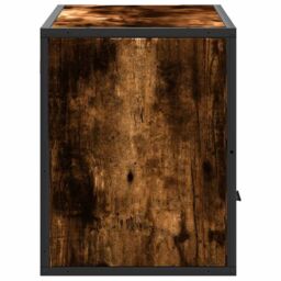 Berkfield Home TV Cabinet Smoked Oak 80x31x39.5 cm Engineered Wood & Metal in Brown - thumbnail 5