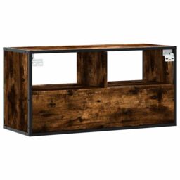 Berkfield Home TV Cabinet Smoked Oak 80x31x39.5 cm Engineered Wood & Metal in Brown - thumbnail 6