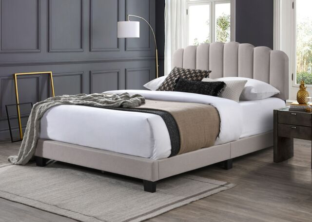 Flintshire Furniture Ltd Hope Fabric Bed Frame in Pebble in Light Beige - Size: King - image 1
