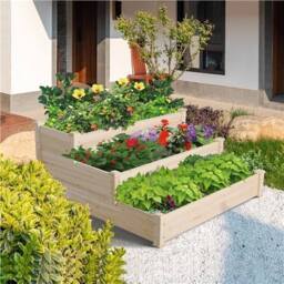 EONLION Garden Bed 3 Tier Elevated Planter Box Kit in Natural - Size: 100g - thumbnail 1
