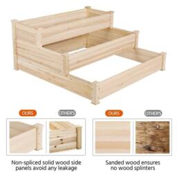 EONLION Garden Bed 3 Tier Elevated Planter Box Kit in Natural - Size: 100g - thumbnail 3