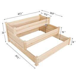 EONLION Garden Bed 3 Tier Elevated Planter Box Kit in Natural - Size: 100g - thumbnail 2