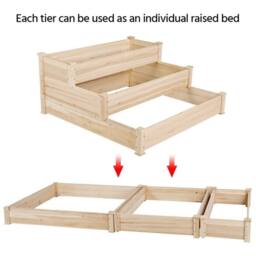 EONLION Garden Bed 3 Tier Elevated Planter Box Kit in Natural - Size: 100g - thumbnail 4