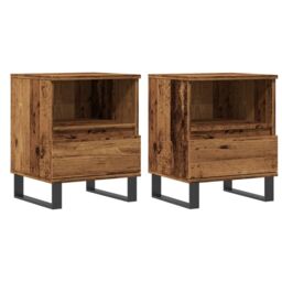 Berkfield Home Bedside Cabinets 2 pcs Old Wood 40x35x50 cm Engineered Wood in Brown - Size: 40 x 35 x 50 cm - thumbnail 2