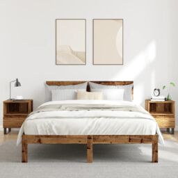Berkfield Home Bedside Cabinets 2 pcs Old Wood 40x35x50 cm Engineered Wood in Brown - Size: 40 x 35 x 50 cm - thumbnail 3
