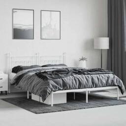 Berkfield Home Metal Bed Frame with Headboard White 180x200 cm Super King - thumbnail 4