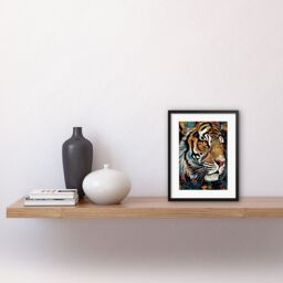 Artery8 Wall Art Print Tribal Bengal Tiger Spirit Animal Psychedelic Floral Painting Pastel Colour Patterns Flowers Artwork Framed 9X7 Inch - thumbnail 2