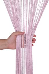 Neel Blue Glitter String Curtain Polyester Fringe Panel Spaghetti Tassel Curtain, 200cm x 90cm in Pink - Size: 200 cm x 90 cm - thumbnail 5