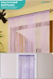 Neel Blue Glitter String Curtain Polyester Fringe Panel Spaghetti Tassel Curtain, 200cm x 90cm in Pink - Size: 200 cm x 90 cm - thumbnail 6