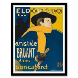 Artery8 Toulouse Lautrec Framed Wall Art Print El Dorado Aristide Bruant in Blue - Size: A4 - thumbnail 1