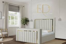 Stratus Interiors Emperor Tv Bed Gold Silver Trim Panel Border - White - Size: Super King - thumbnail 1