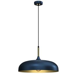 Milagro Lincoln Blue Pendant Lamp 45 cm Hand Made Scandi Style Gold Interior in Mid Navy - thumbnail 4