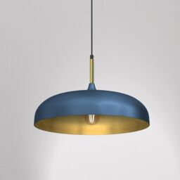 Milagro Lincoln Blue Pendant Lamp 45 cm Hand Made Scandi Style Gold Interior in Mid Navy - thumbnail 6