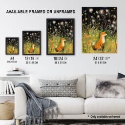 "Artery8 Fox In Wildflower Meadow Acrylic Painting Spring Evening Among Flowers Extra Large XL Unframed Wall Art Poster Print - Size: W24"" x H32""" - thumbnail 3