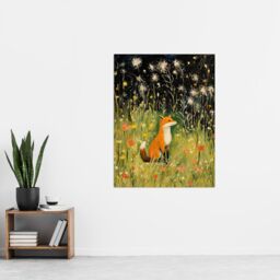 "Artery8 Fox In Wildflower Meadow Acrylic Painting Spring Evening Among Flowers Extra Large XL Unframed Wall Art Poster Print - Size: W24"" x H32""" - thumbnail 4