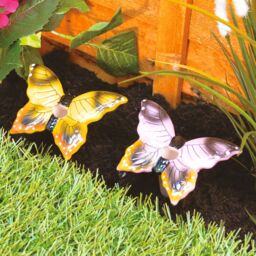 mysmartbuy 2 x Butterfly Design Plant Waterer Stakes - Hand Painted Ceramic Self-Watering Feeding System for Planters, Pots, Hanging Baskets