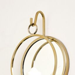 Melody Maison Round Gold Mirrored Wall Candle Sconce - thumbnail 6