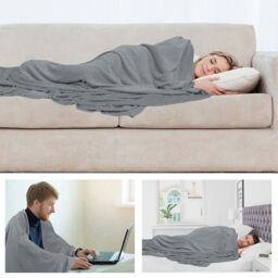 Faux Fur Silver Throw Luxury Super Soft Plain Bed Sofa Settee Throw Blanket - thumbnail 3