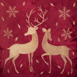 Samuel Alexander 45 x 45cm Soft Fabric Christmas Reindeer Chair Cushion in Ruby Red - Size: 45 x 45 cm - thumbnail 5