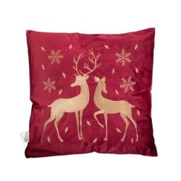 Samuel Alexander 45 x 45cm Soft Fabric Christmas Reindeer Chair Cushion in Ruby Red - Size: 45 x 45 cm - thumbnail 9