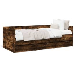 Berkfield Home Daybed with Drawers without Mattress Smoked Oak 75x190 cm Small Single in Brown - thumbnail 1