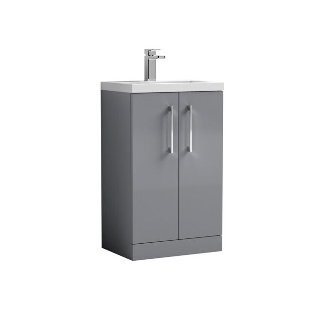 Balterley Bathroom Vanity Basin Unit, Chrome Handles, 500mm, Satin Grey - image 1