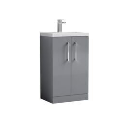 Balterley Bathroom Vanity Basin Unit, Chrome Handles, 500mm, Satin Grey