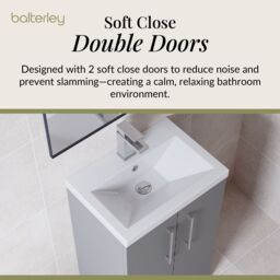 Balterley Bathroom Vanity Basin Unit, Chrome Handles, 500mm, Satin Grey - thumbnail 3