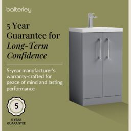 Balterley Bathroom Vanity Basin Unit, Chrome Handles, 500mm, Satin Grey - thumbnail 6