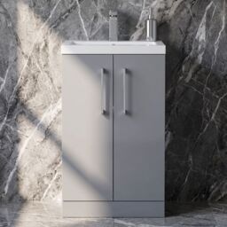 Balterley Bathroom Vanity Basin Unit, Chrome Handles, 500mm, Satin Grey - thumbnail 9