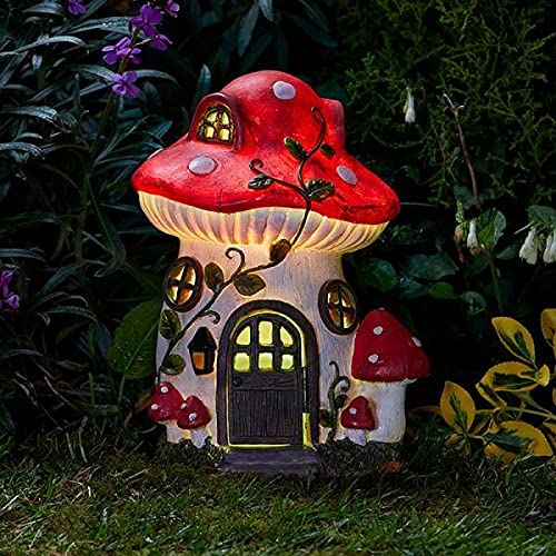 Marco Paul 27cm Red Mushroom Solar Powdered Fairy House - image 1