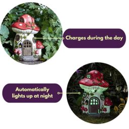 Marco Paul 27cm Red Mushroom Solar Powdered Fairy House - thumbnail 8