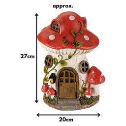 Marco Paul 27cm Red Mushroom Solar Powdered Fairy House - thumbnail 2