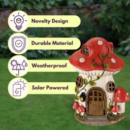 Marco Paul 27cm Red Mushroom Solar Powdered Fairy House - thumbnail 7