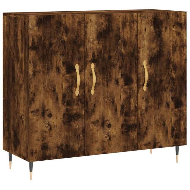 Berkfield Home Sideboard Smoked Oak 90x34x80 cm Engineered Wood in Brown - Size: 90 x 34 x 80 cm