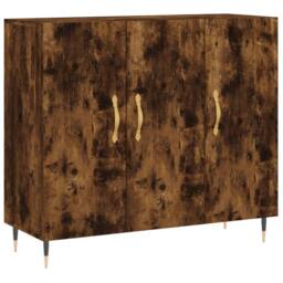 Berkfield Home Sideboard Smoked Oak 90x34x80 cm Engineered Wood in Brown - Size: 90 x 34 x 80 cm - thumbnail 1