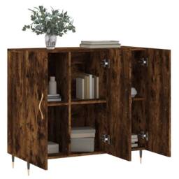 Berkfield Home Sideboard Smoked Oak 90x34x80 cm Engineered Wood in Brown - Size: 90 x 34 x 80 cm - thumbnail 4