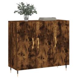 Berkfield Home Sideboard Smoked Oak 90x34x80 cm Engineered Wood in Brown - Size: 90 x 34 x 80 cm - thumbnail 3